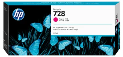 Produktbild von HP 728 Magenta DesignJet Druckerpatrone, 300 ml, HP DesignJet T730 Drucker, HP DesignJet T830 Multifunktionsdrucker, Thermal Inkjet, Magenta, Singapur, 283 mm, 41 mm