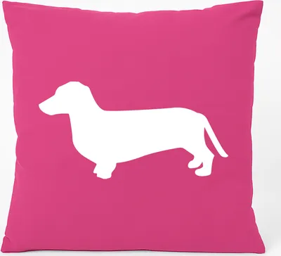 Produktbild von Huuraa Kissen Dackel Silhouette 40x40cm mit Füllung Fuchsia Baumwolle Dekokissen Geschenkidee