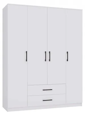Produktbild von Kleiderschrank Lars 160 cm mit 4 Türen und 2 Schubladen Weiß
