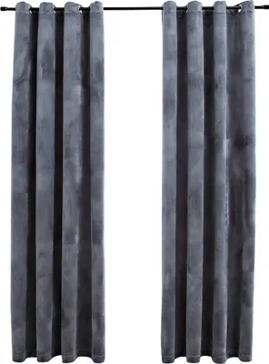Produktbild von vidaXL Verdunkelungsvorhänge mit Ösen 2 Stk. Samt Anthrazit 140x225 cm