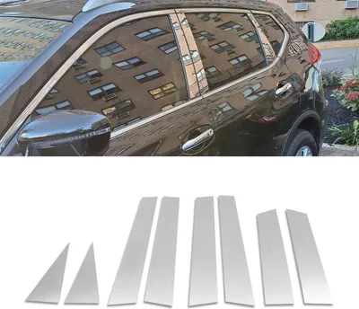 Zdjęcie produktu dla Wykończenie słupka drzwi słupka B dla Nissan X-Trail 2016-2025 stal nierdzewna srebrna 8szt