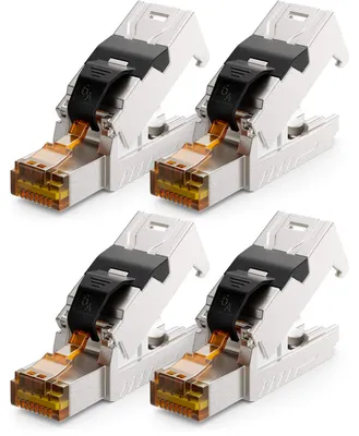 Produktbild von deleyCON RJ45 Stecker 10 Gbit/s werkzeuglos LSA CAT6a-CAT8 PoE, 4 Stück