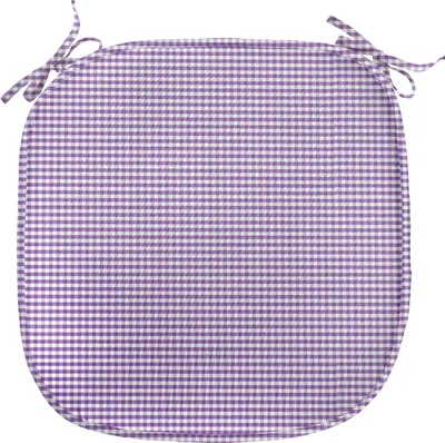 Produktbild von ABAKUHAUS Kariert Polster für Esszimmerstühle, Gingham Vintage Style, Dekoratives wasserfestes Kissen mit Riemen für Küchensitze, 40 cm x 40 cm, Weiß Lila