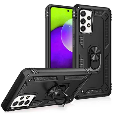 Produktbild von NALIA Ring Handyhülle für Samsung Galaxy A52 5G / A52 / A52s 5G, Kickstand Case Schwarz
