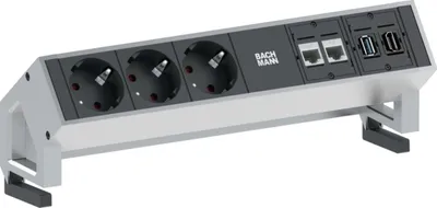 Produktbild von BACHMANN DESK2 3x Schutzkontakt, 2x CAT6, 1x HDMI, 1x USB 3.0, Zuleitung GST18 0,2m, INOX