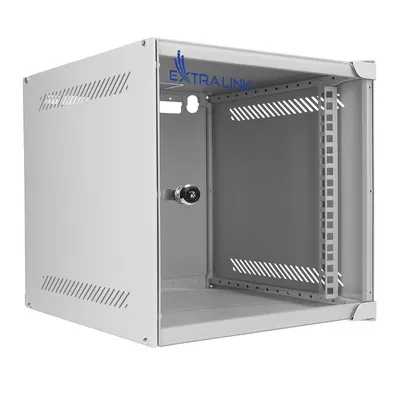 Image de Extralink 10" 6U Armoire Réseau Rack Murale, 280 × 310 mm, Porte en Verre Trempé, Grise