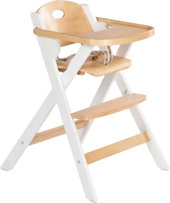 Produktbild von roba Klapphochstuhl, Hochstuhl platzsparend klappbar, Baby- & Kinderhochstuhl Holz natur/weiß