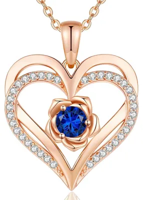 Produktbild von Halskette Damen Rosegold Herz Sterling Silber 925 Geburtsstein Anhänger