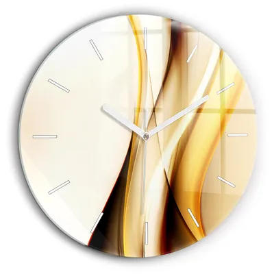 Produktbild von Wallfluent Große Wanduhr – Stilles Quarzuhrwerk - Uhr Dekoration Wohnzimmer Schlafzimmer Küche - Zifferblatt mit Striche - weiße Zeiger - 60 cm - Abstraktion einer Welle