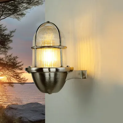Obrázek produktu pro Venkovní nástěnné svítidlo mosazné rýhované sklo IP64 v niklu E27 venkovní světlo dům balkon zahrada