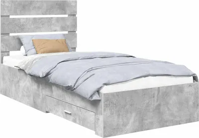Obrázek produktu pro Rám postele se zásuvkou Betonově šedá a stříbrná 70 x 190 cm