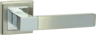 Produktbild von DOMINO Türgriff ohne Schlossrosette | quadratischen Rosetten | Türklinke für Zimmertür, Bürotür | Türbeschläge aus Aluminium | Chrom/Nickel Türdrückergarnitur| REAL-QR M6/M9