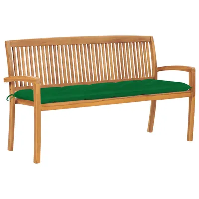 Produktbild von Gartenbank 159 cm Teak mit Auflage Grün