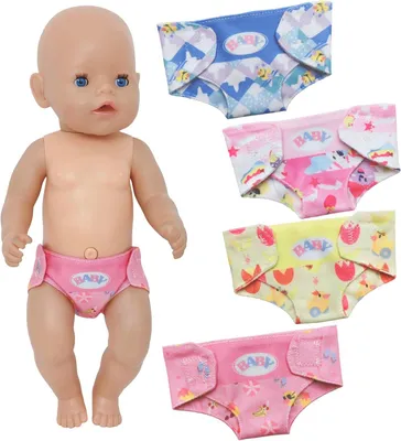 Produktbild von Puppenwindeln 4 Stück, für Puppe 35.6-45 cm, wiederverwendbar, für Puppenzubehör