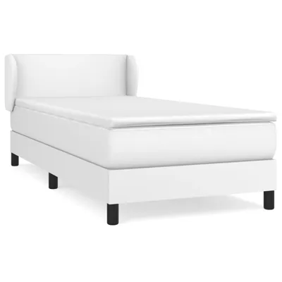 Image de vidaXL Lit boxspring avec matelas blanc 90x190 cm similicuir