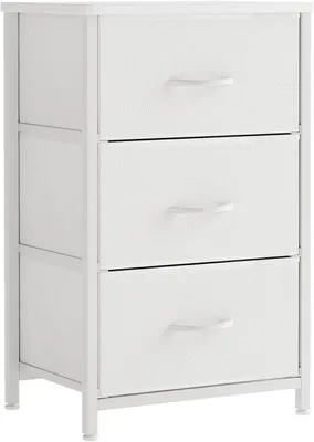 Obrázok produktu pre Nočný stolík 72 cm, 3 zásuvky, drevená doska, biela, do spálne