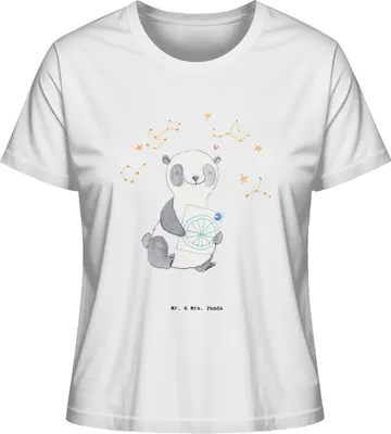 Produktbild von Mr. & Mrs. Panda Damen T-Shirt Panda Astrologie Größe M - Weiß - Geschenk, Oberteil, Basic, Kurzarmshirt, Horoskop, Sommershirt, Baumwoll, Sternbilder