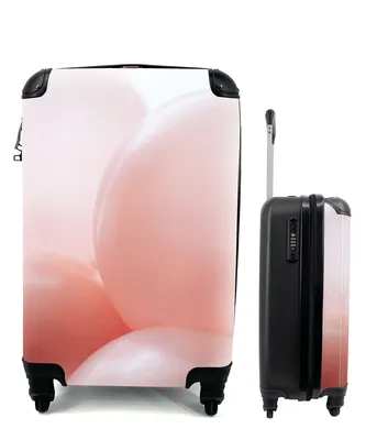 Produktbild von MuchoWow® Koffer Handgepäck Trolley Rollkoffer Kleine Reisekoffer mit 4 Rollen - Ballon - Rosa - Pastell - Cabin Size < 55x40x23 cm & 55x40x20 cm - Fotokoffer - Kabinenkoffer - Boardgepäck - Reise-Box - Reisekoffer - Reisegepäck - Koffer mit Bild - Trolley für Kinder