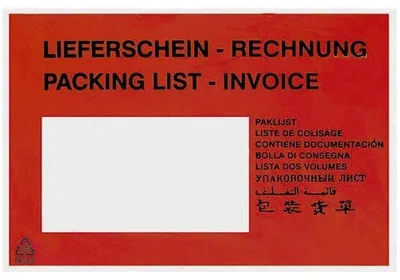 Produktbild von docuFIX® 2FVDO402024 Begleitpapiertaschen mit Aufdruck Lieferschein-Rechnung - C5, 250 Stück