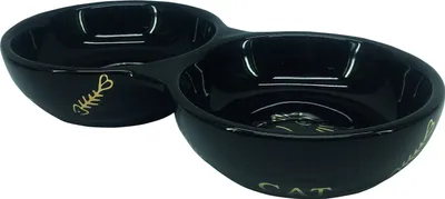 Produktbild von Nobby Katzen Keramik Doppelnapf, 22,0 x 4,0 cm, schwarz, 2 x 0,13 l