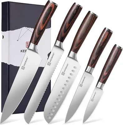 Imagen del producto de Conjunto de cuchillos de cocina de 5 piezas, acero inoxidable, afilados
