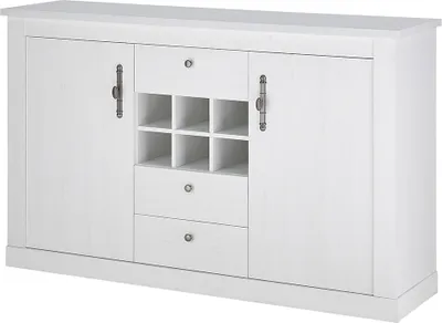 Produktbild von Wohnzimmer Sideboard mit 166 cm Breite in Pinie weiß, Landhaus-Stil - RAPLA-61