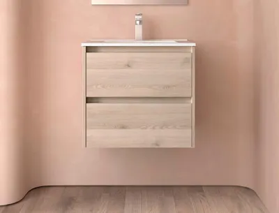 Productafbeelding van BALTIC Onderkast 600 met 2 lades + wastafel, naturel kleur
