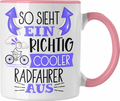 Produktbild von Trendation - Radfahrer Tasse Geschenk So Sieht Ein Richtig Cooler Radfahrer Aus Geschenkidee Spruch Lustig Becher (Rosa)