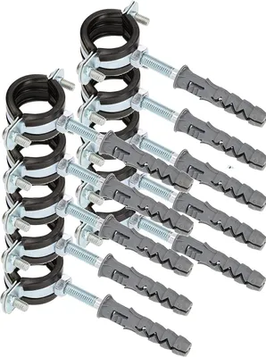 Produktbild von KOTARBAU® 10er Set Rohrschellen 3/4" Rohrbefestigung Rohrleitungsbefestigung Gelenkrohrschellen Dichtung mit Dübeln