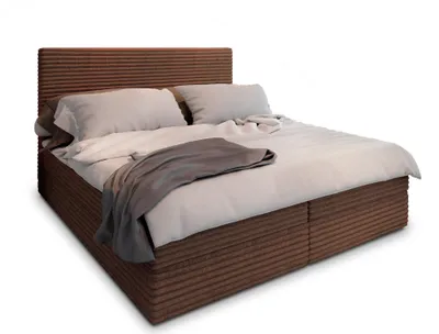 Produktbild von Masseno Boxspringbett PISA 140x200 cm Komplett-Set mit Bonell Matratze und Topper, Polsterbett mit Bettkästen -Braun, TILIA 52