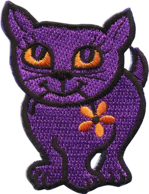 Produktbild von Aufnäher - Katze mit Blume - lila - Patch
