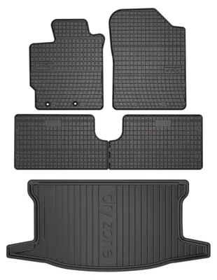 Zdjęcie produktu dla Dywaniki gumowe + mata bagażnika do Toyota Yaris III 2011-2019 (hatchback, górny poziom podłogi) – czarne, dopasowane – Wielganizator SolidPRO