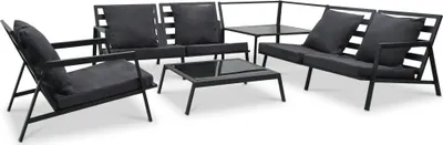 Produktbild von The Living Store 5-tlg. Garten-Lounge-Set mit Auflagen Aluminium Dunkelgrau