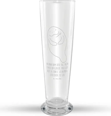 Produktbild von Mr. & Mrs. Panda Bierglas Seekuh Happy - Transparent - Geschenk, Respekt, Weizenbier Glas, Urlaub, Freundin, Weizen, Liebeskummer, Bier, Zufrieden, Neuanfang, Achtsamkeit