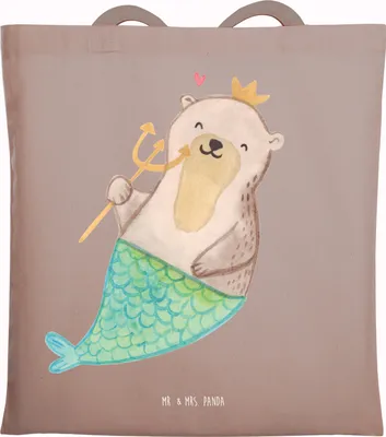 Produktbild von Mr. & Mrs. Panda Tote Bag Wassermann Astrologie - Braun Pastell - Geschenk, Geburtstagsgeschenk, Sternzeichen, Tasche, Jutebeutel, Laptoptasche, Stoffbeutel, Shopping