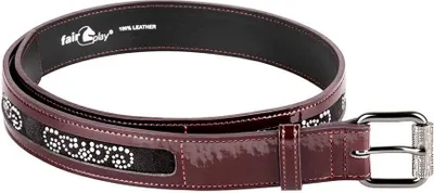Image de Fair Play Ceinture CLARENCE CHIC bourgogne rouge bordeaux avec vernis et strass, longueur de la ceinture:85cm