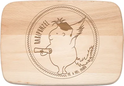 Produktbild von Mr. & Mrs. Panda Holzbrett Rabipunzel - Transparent - Geschenk, massivholzbrett, Frühstücksbrett, Küchenbrett, Schneidebrett, Frühstücksbrettchen