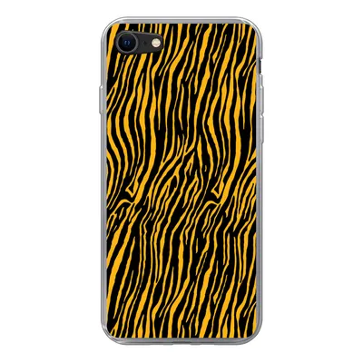 Produktbild von MuchoWow® Handyhülle Schutzhülle Hülle für iPhone SE 2020 Tigerdruck - Schwarz - Orange Silikon Softcase Handy Hülle - Kartenbesitzer
