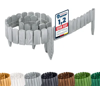 Image de Bordure de pelouse Garronda en bois imprégné pour parterre, 200 cm x 8 cm. Bordure flexible en rouleau pour jardin GD-0106 (gris, hauteur : 8 cm)