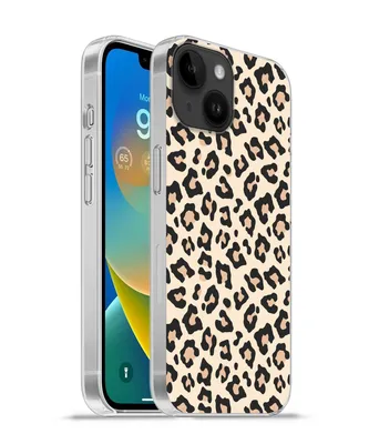 Obrázok produktu pre Kryt mobilného telefónu pre Apple iPhone 14 Biela - Ružová - Leopardí vzor Silikónové mäkké puzdro