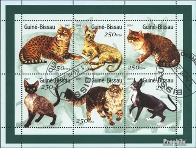 Produktbild von Briefmarken Guinea-Bissau 2001 Mi 1522-1527 Kleinbogen (kompl.Ausg.) gestempelt Katzen