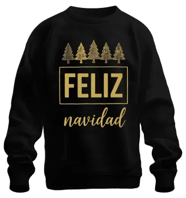 Productafbeelding van FEESTELIJKE kersttrui, kerstboom, goud, glitters, uni, zwart, maat XL