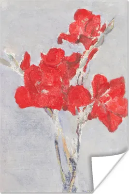 Produktbild von MuchoWow® Poster Rote Gladiolen - Piet Mondrian 40x60 cm - Plakate für die Wand - Poster Babyzimmer
