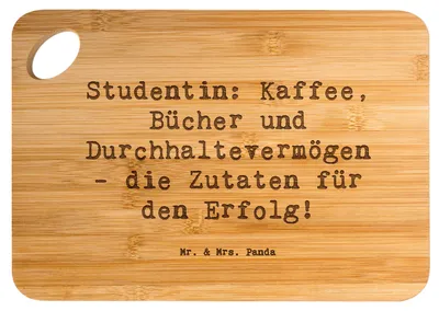 Produktbild von Mr. & Mrs. Panda Hackbrett Spruch Studentin Erfolg - Transparent - Geschenk, Frühstücksbrettchen, Holzbrett, Berufe, Geschenke für Berufstätige, Beruf, Lernen, Vorlesung