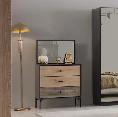 Immagine prodotto di Elegante toletta da camera da letto marrone chiaro Specchio