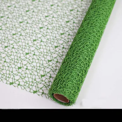 Produktbild von INF 2 Rollen Jacquard Netz Schleife Blumen Geschenkpapier - 50cm x 4,5m Grün