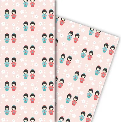 Produktbild von Japanisches Geschenkpapier mit Kirschblüten in rosa - G6429, 32 x 48cm