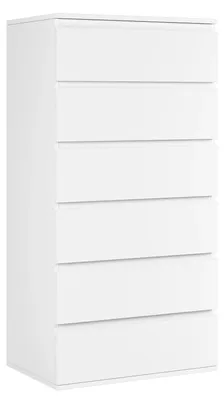Zdjęcie produktu dla Wysoka komoda do sypialni – komoda z 6 szufladami – drewniana, nowoczesna, 60 x 40 x 119 cm – biała