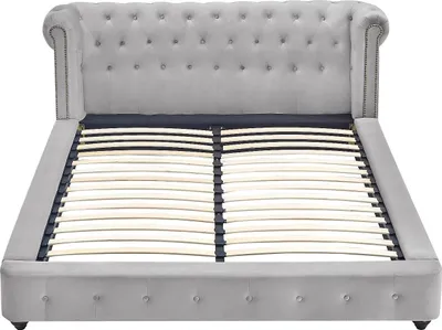Produktbild von Chesterfield-Bett - 180 x 200 cm - Samt - Hellgrau - TONGERLA