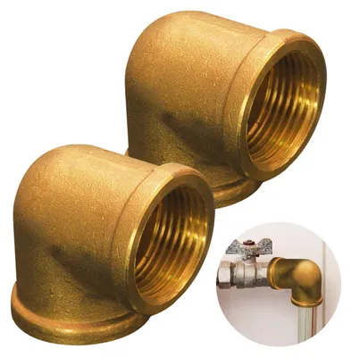 Produktbild von 2 Stück Winkelstücke aus Messing, 90°, mit 1/2" Innengewinde